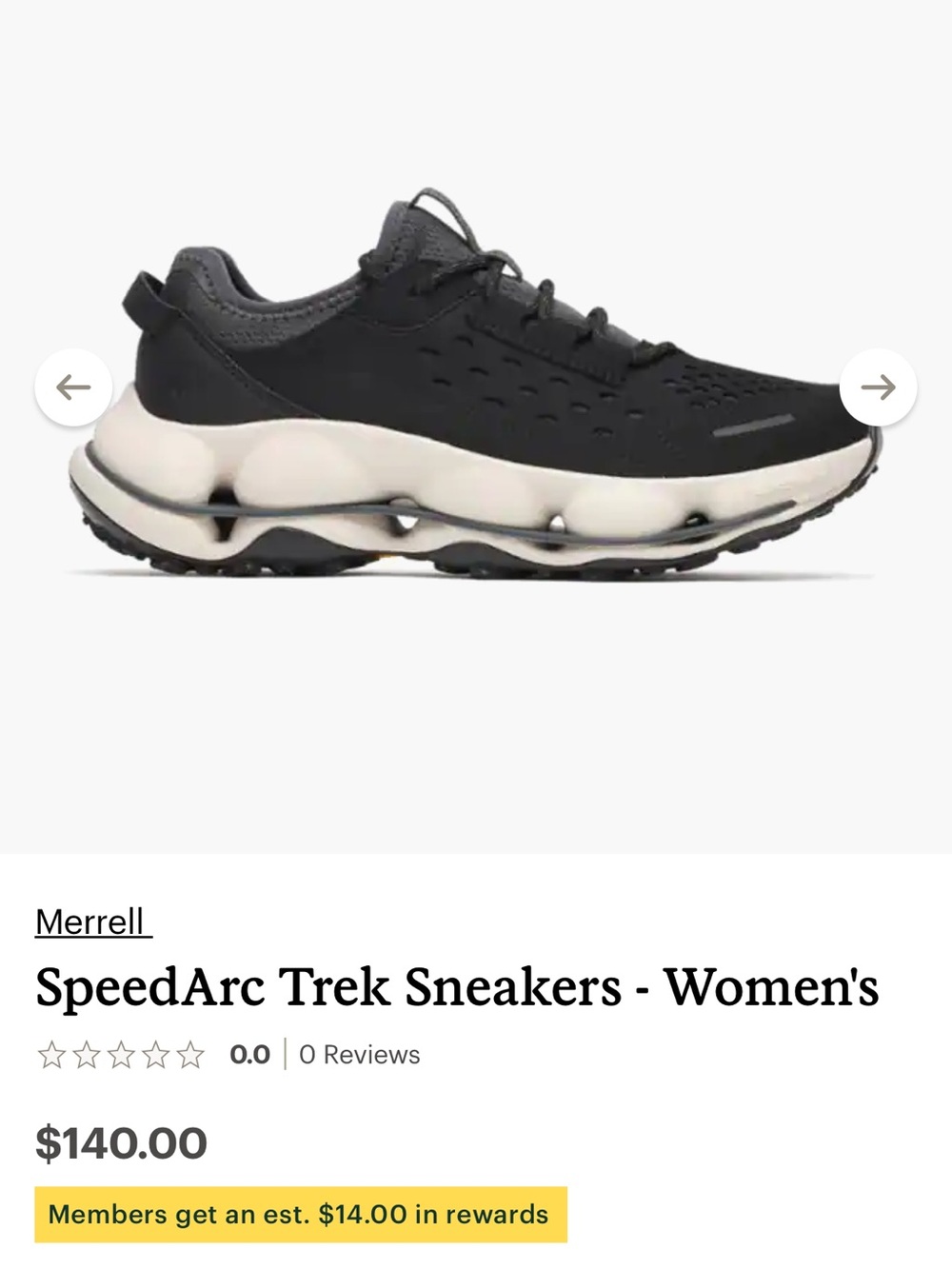 Merrell Women's SpeedArc Trek Sneakers - Black and Cream.